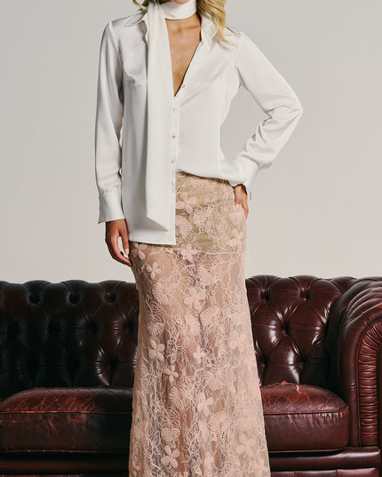 SATIN SHIRT WITH SCARF