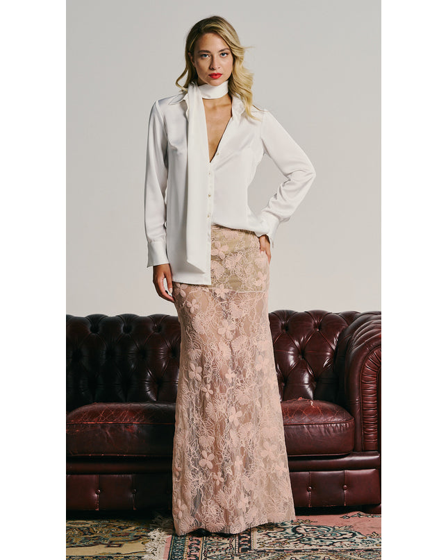 SATIN SHIRT WITH SCARF