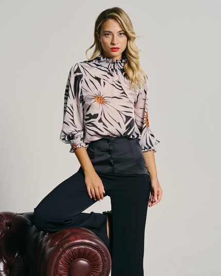 CHIFFON SMOCK STITCH TOP