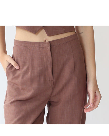 PANTALONI PALAZZO IN TESSUTO EFFETTO LINO CON ELASTICO