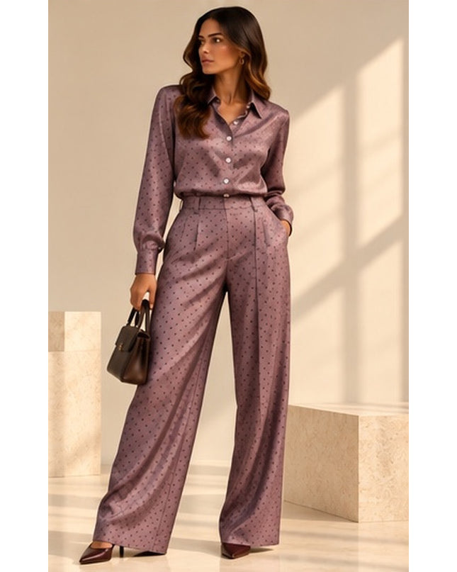 PANTALONI PALAZZO CON PINCES IN RASO STAMPATO